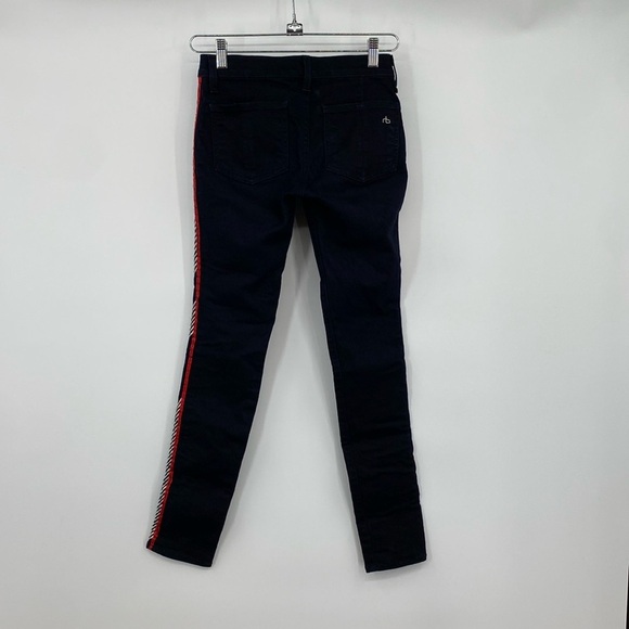 rag & bone Skinny Jeans Women sz 24 Midnight Blue Red Low Rise Embroidered Arrow - Picture 9 of 12